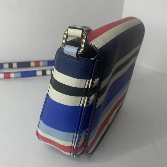 Kate Spade Carsen Laurel Way blue/red striped saffiano leather crossbody bag - Picture 7 of 11